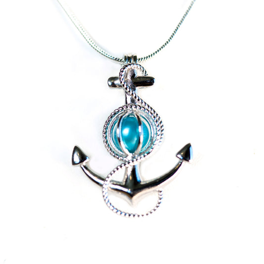 Sterling Silver Large Anchor Cage Pendant