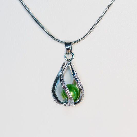 Silver Plated Teardrop Cage Pendant