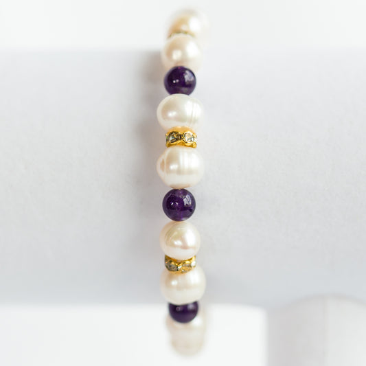 Amethyst With Gold Accent Bracelet