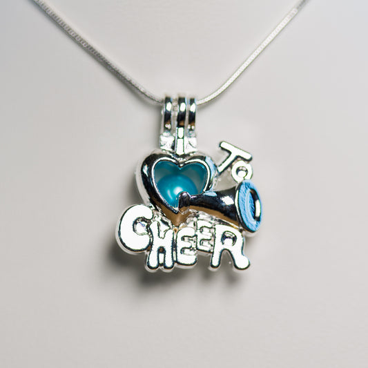 Silver Plated I Love Cheer Cage Pendant