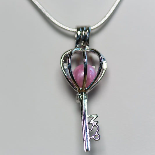Silver Plated Key Cage Pendant