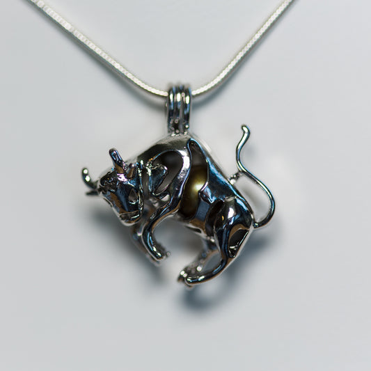 Silver Plated Taurus Cage Pendant
