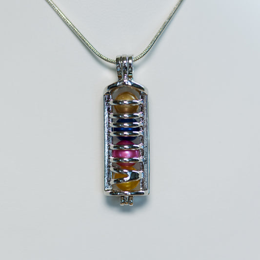 Silver Plated Cylinder Cage Pendant