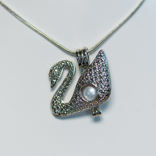 Silver Plated Swan Cage Pendant