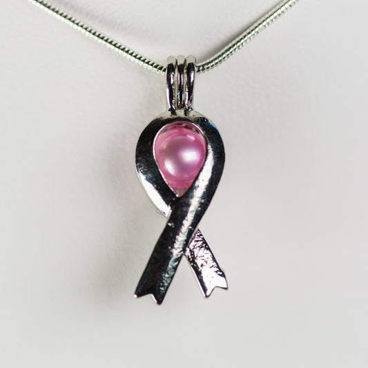 Silver Plated Awareness Ribbon Cage Pendant