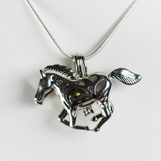 Silver Plated Horse Cage Pendant