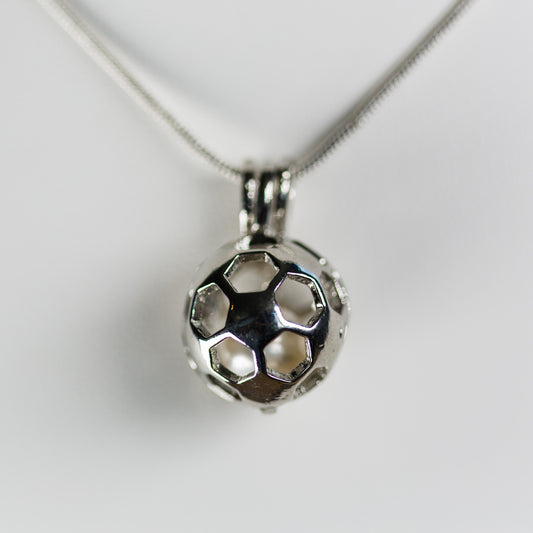 Silver Plated Soccer Ball Cage Pendant