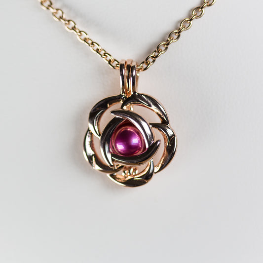 Silver Plated Rose Gold Bloom Cage Pendant