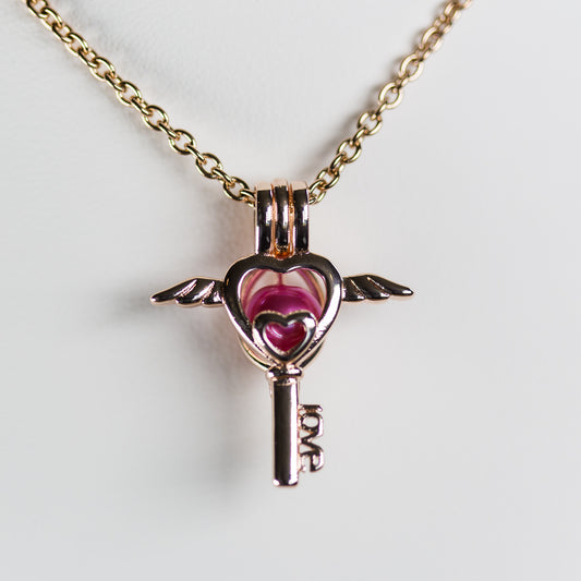 Rose Gold Plated Key To My Heart Cage Pendant