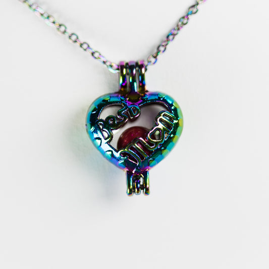 Silver Plated Rainbow Best Mom Cage Pendant