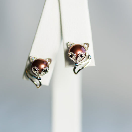 Sterling Silver Fox Earrings