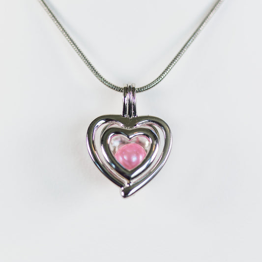 Sterling Silver Double Heart Cage Pendant