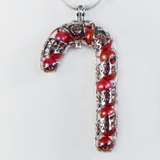 Sterling Silver Candy Cane Cage Pendant