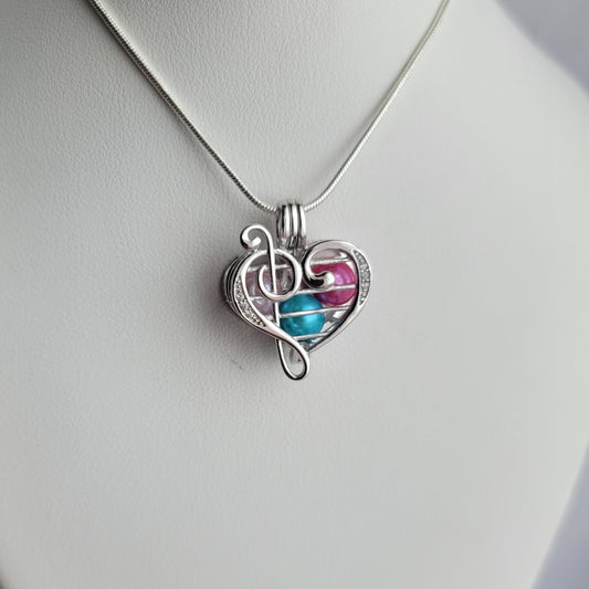 Sterling Silver Love for Music Cage Pendant
