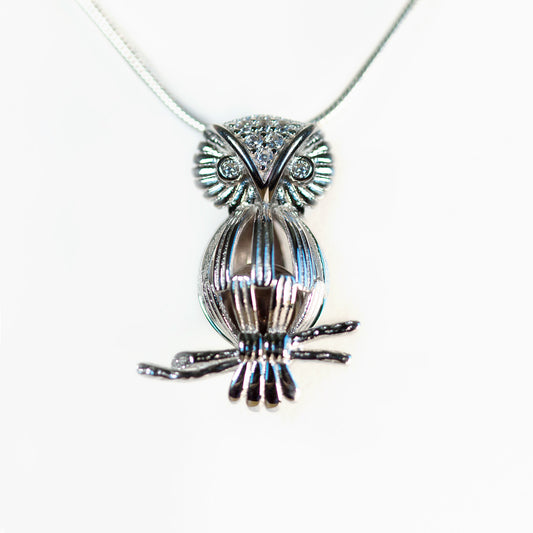 Sterling Silver Hoot Owl Cage Pendant