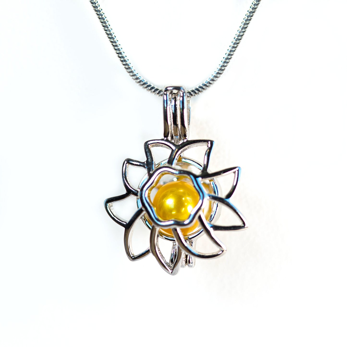 Sterling Silver Sunflower Cage Pendant
