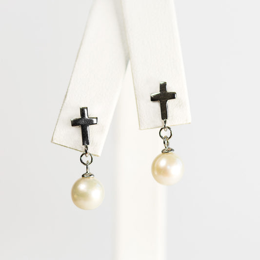 Sterling Silver Simple Cross Earrings