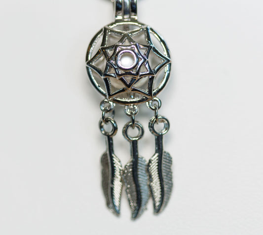 Silver Plated Dreamcatcher Cage Pendant