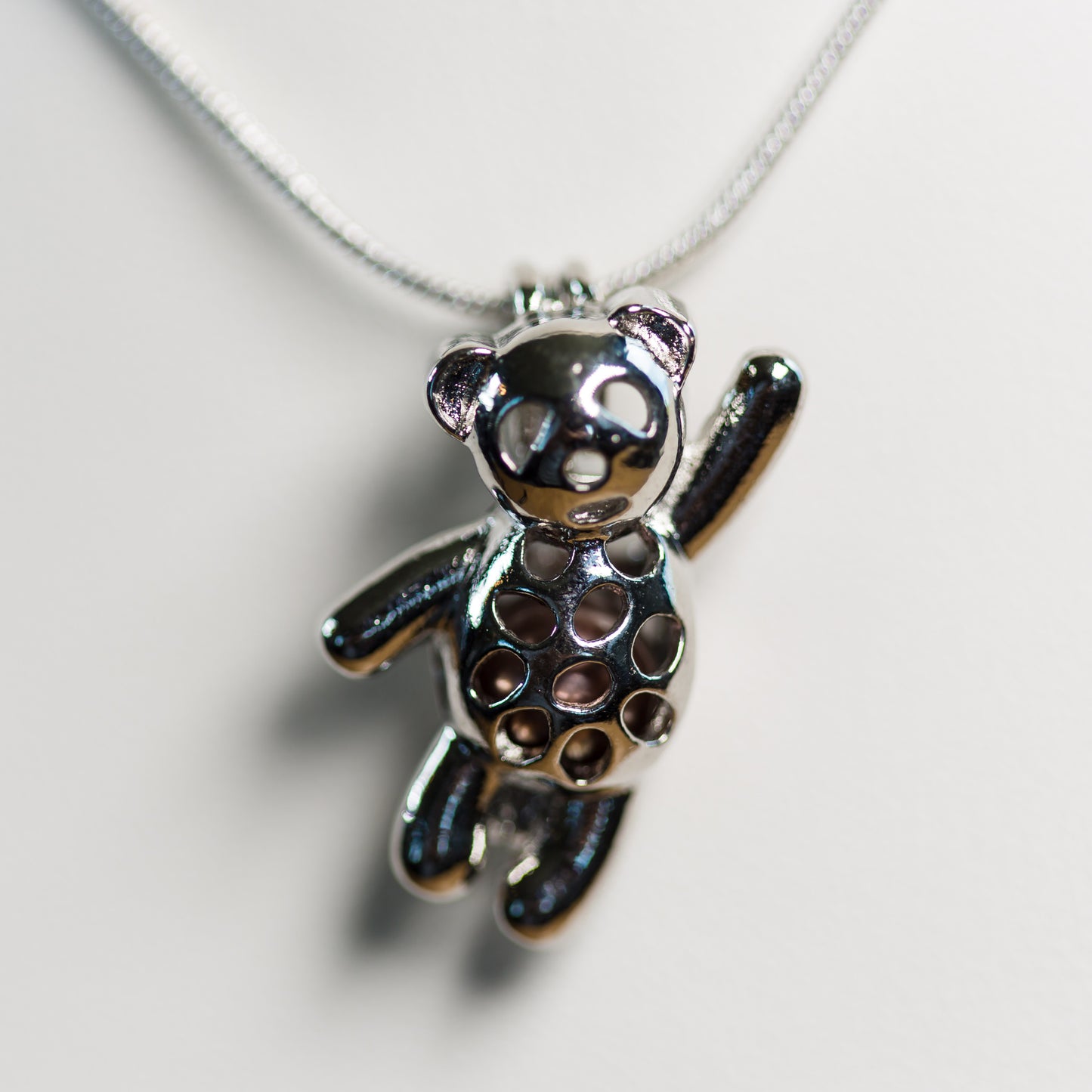 Silver Plated Teddy Cage Pendant