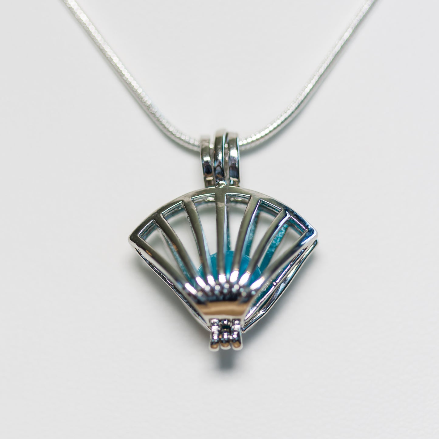 Silver Plated Shell Cage Pendant