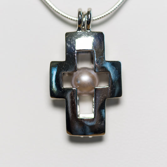 Silver Plated Cross Cage Pendant