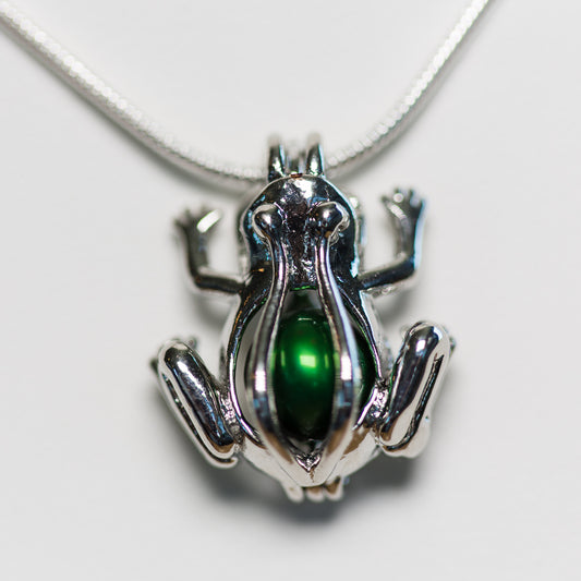 Silver Plated Frog Cage Pendant
