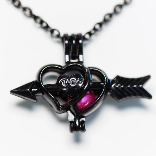 Silver Plated Black I Love You Cage Pendant
