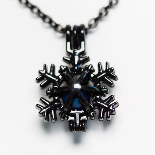 Silver Plated Black Snowflake Cage Pendant