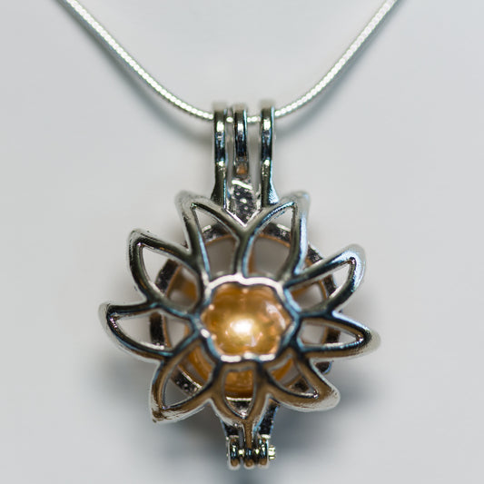 Edison Silver Plated Sunflower Cage Pendant
