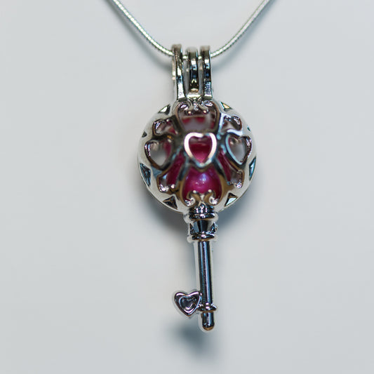 Edison Silver Plated Heart Key Cage Pendant