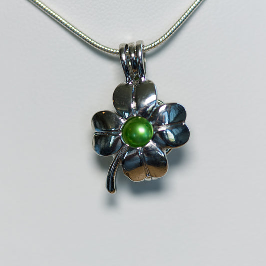Silver Plated Clover Cage Pendant