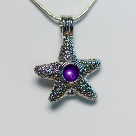 Silver Plated Royal Starfish Cage Pendant