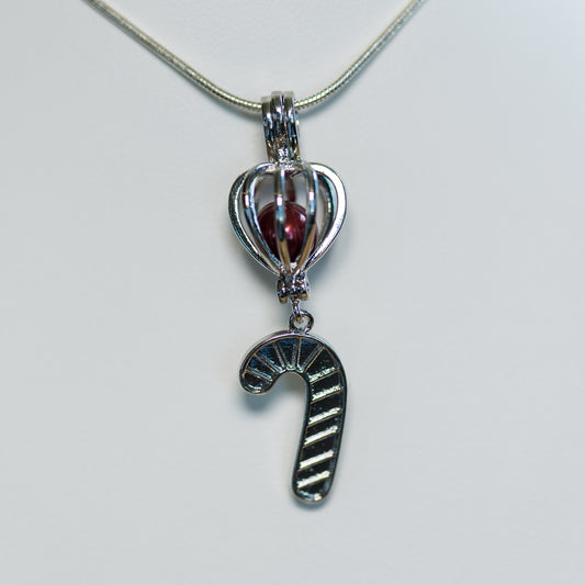 Silver Plated Candy Cane Cage Pendant