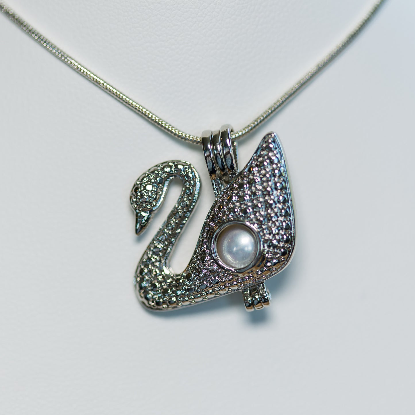 Silver Plated Swan Cage Pendant