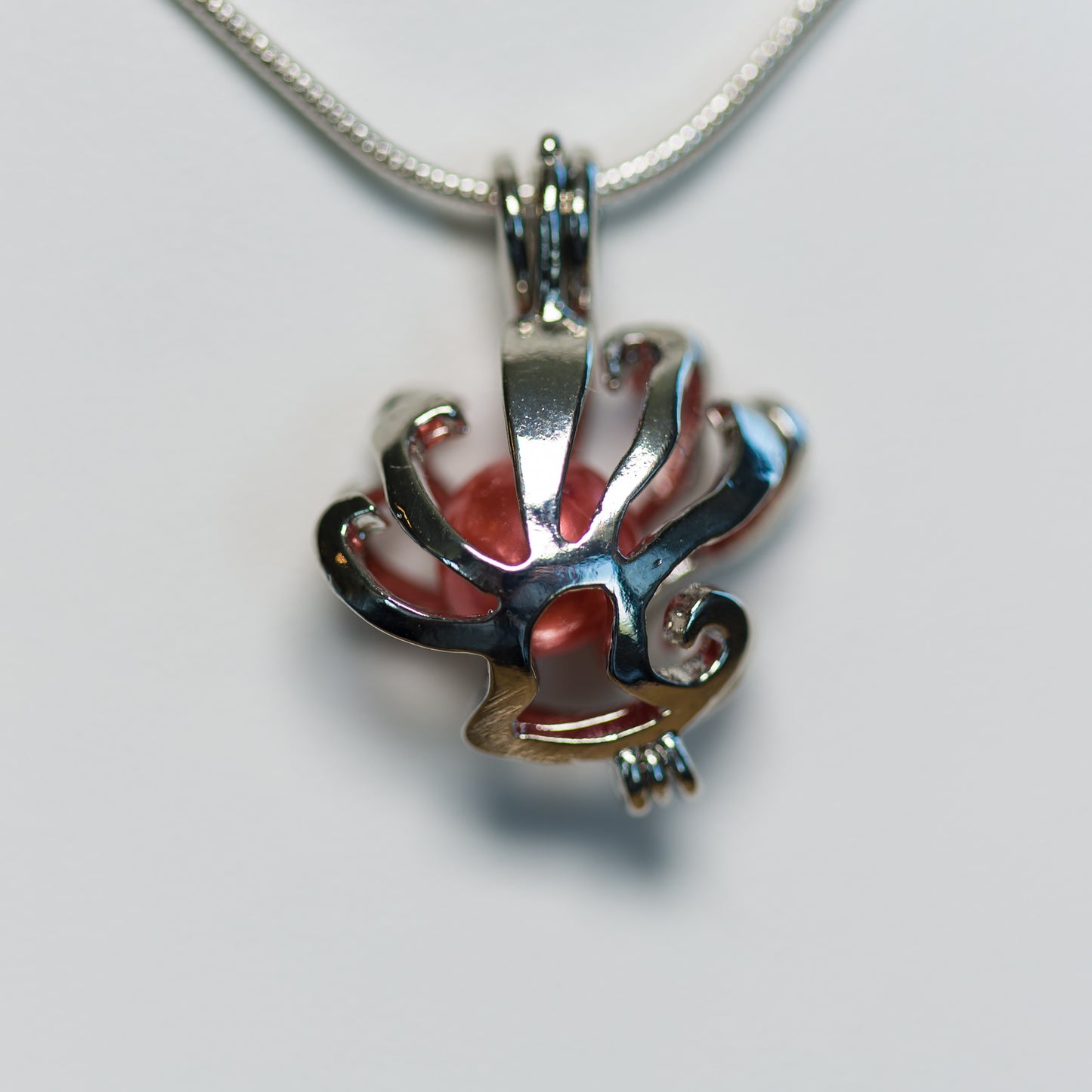 Silver Plated Clam Cage Pendant