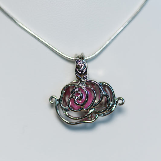Silver Plated Rose Cage Pendant