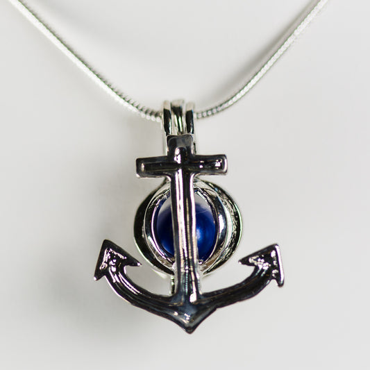 Silver Plated Anchor Cage Pendant