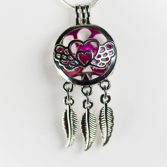 Silver Plated Angel Dreamcatcher Cage Pendant