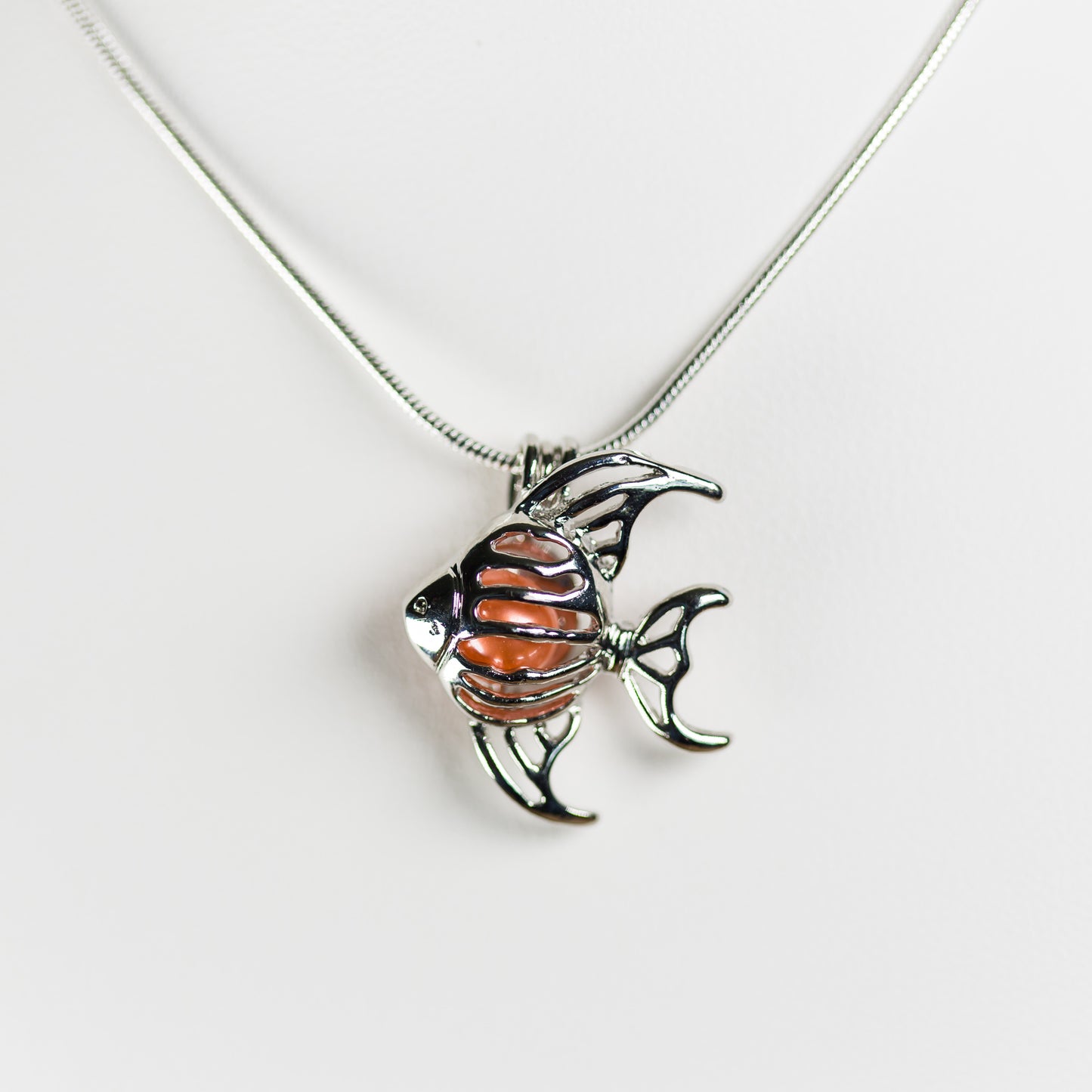 Silver Plated Tropical Fish Cage Pendant