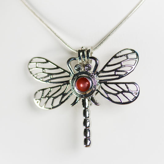 Silver Plated Dragonfly Cage Pendant
