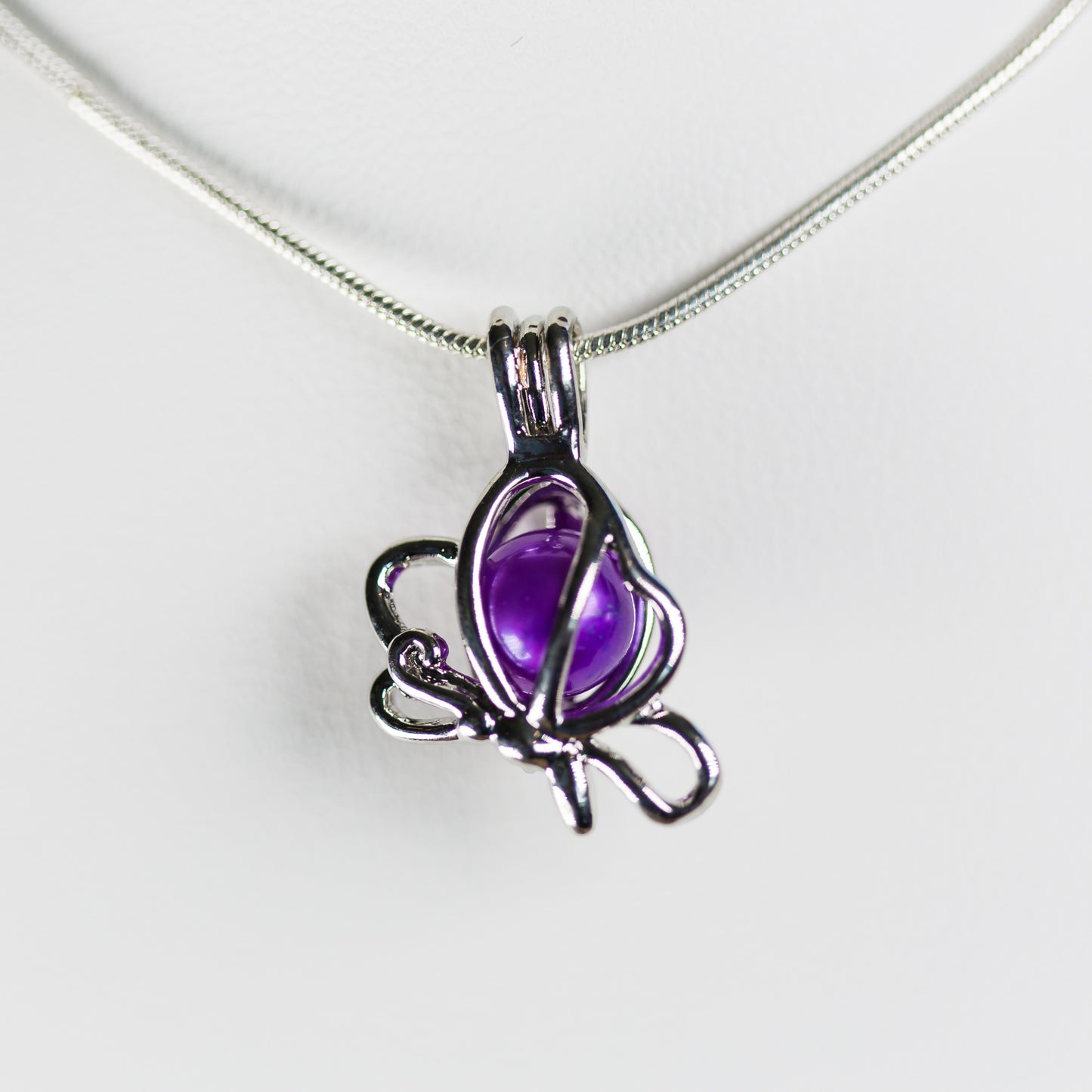 Silver Plated Flying Butterfly Cage Pendant
