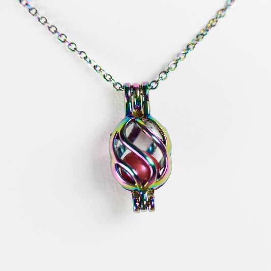 Silver Plated Rainbow Twist Cage Pendant