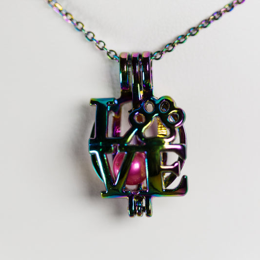 Silver Plated Rainbow Pet Love Cage Pendant
