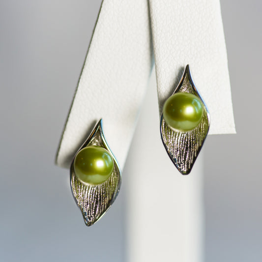 Sterling Silver Lotus Leaf Earrings