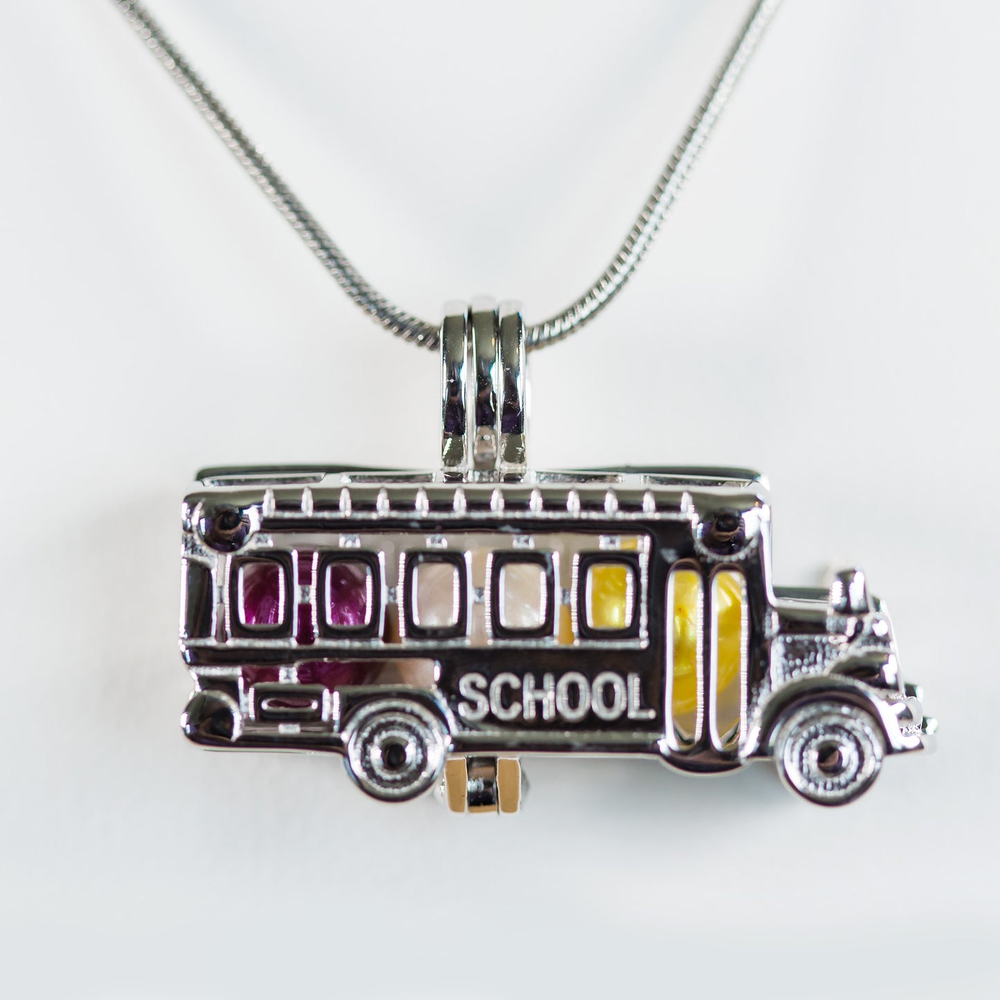 Sterling Silver School Bus Cage Pendant