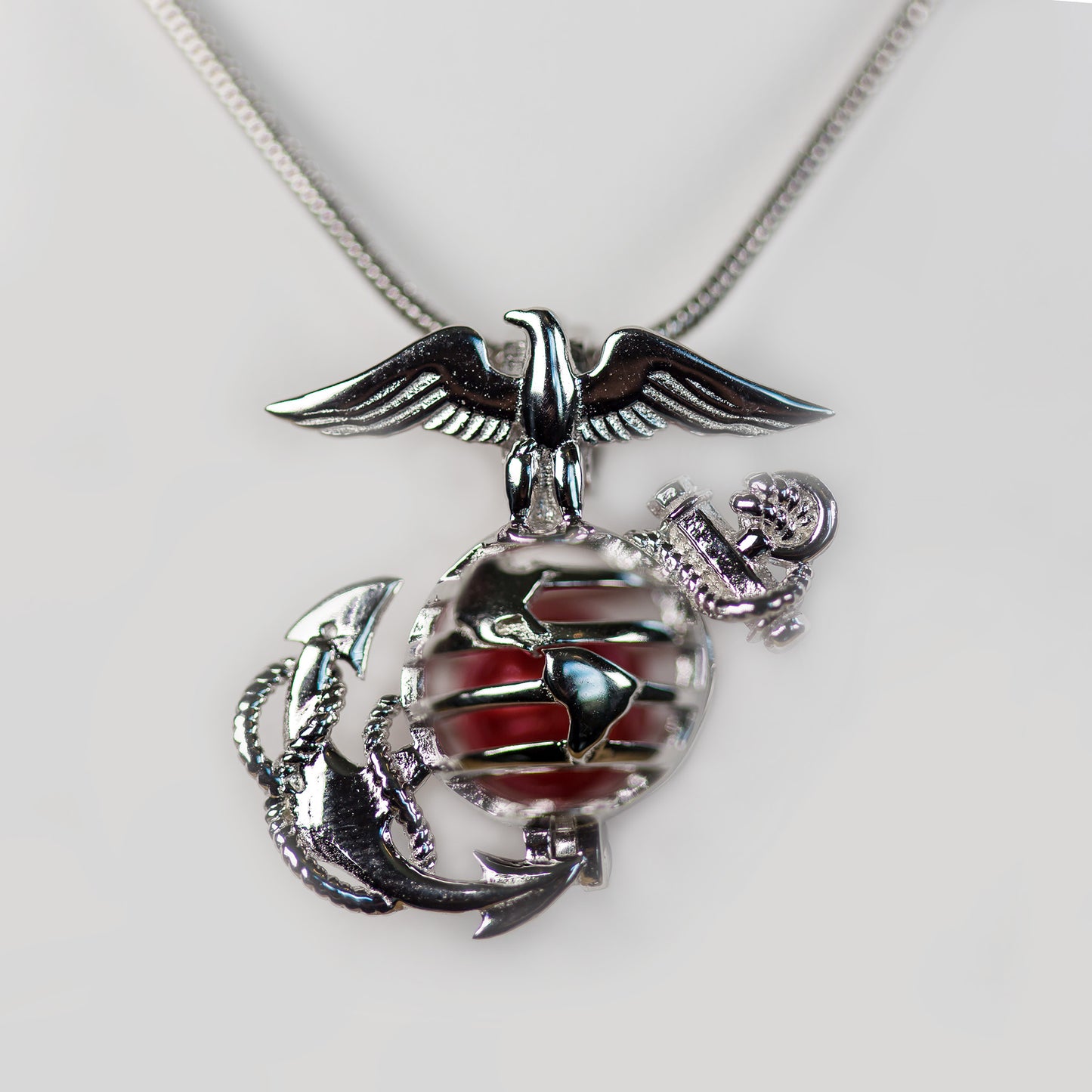 Sterling Silver United States Marine Cage Pendant