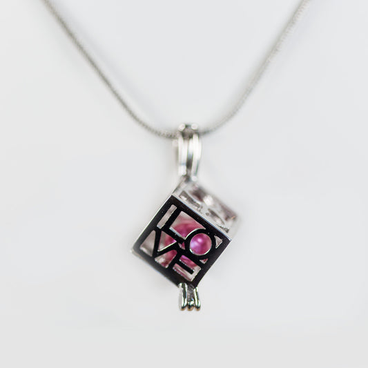 Sterling Silver Love Cube Cage Pendant