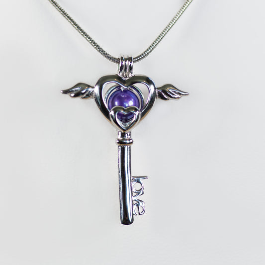 Sterling Silver Key To My Heart Cage Pendant