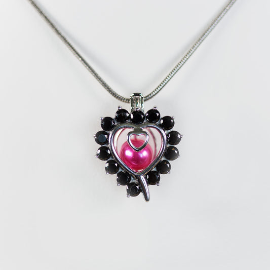 Sterling Silver Heart With Black CZ Accent Pendant