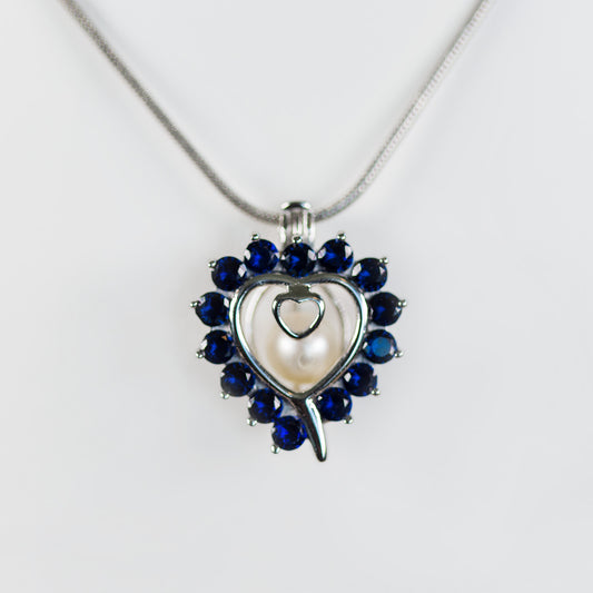 Sterling Silver Heart With Blue CZ Accent Pendant